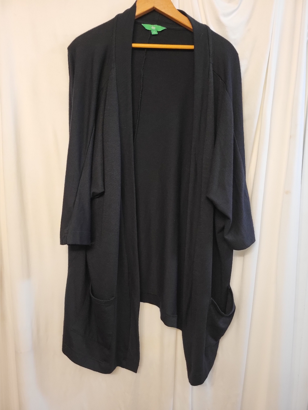 dip Black Open-Front Draped Cardigan with Pockets